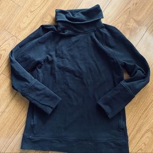 LULULEMON turtleneck sweater sweatshirt to you tunic cotton cozy soft black 10